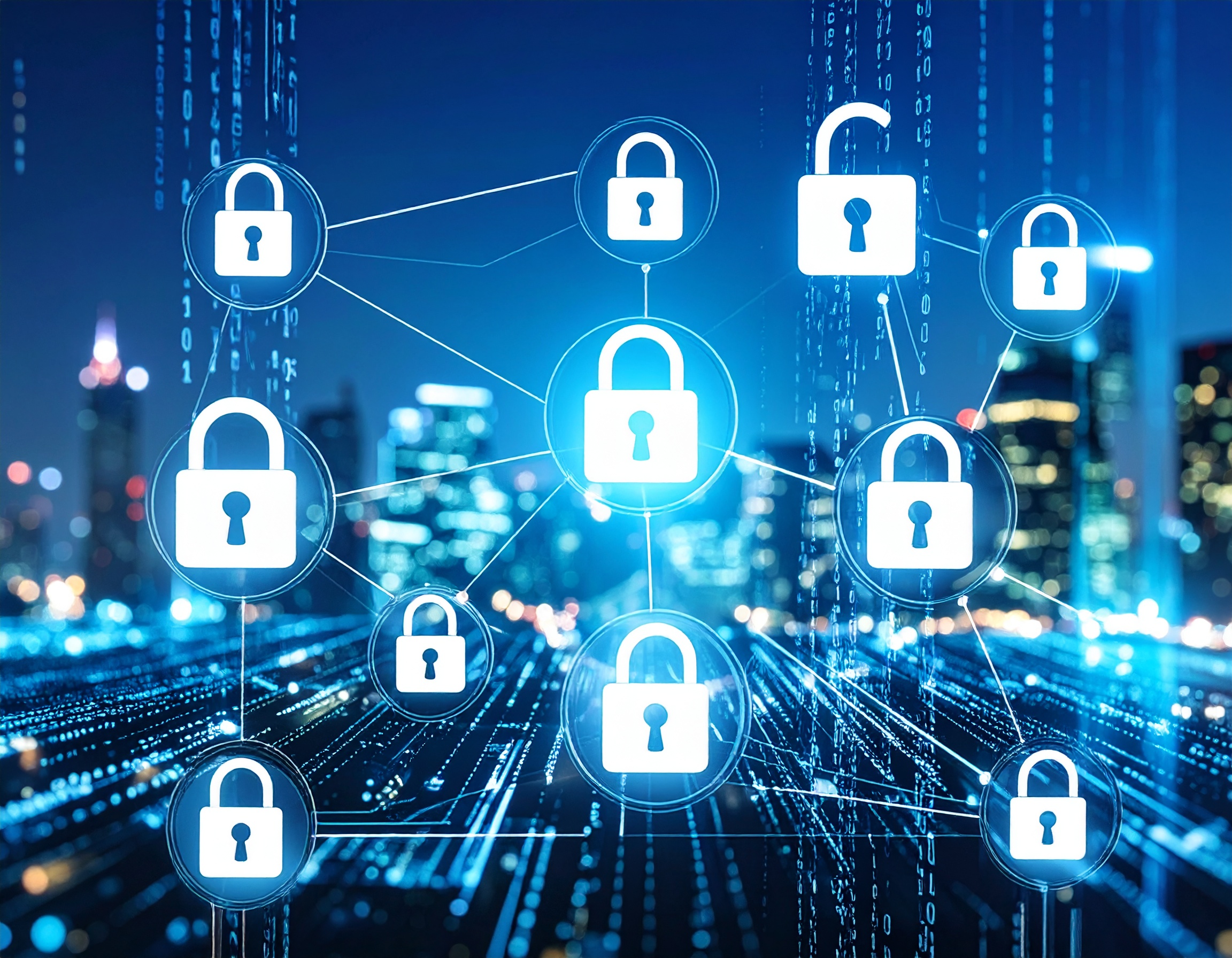 Illustration of locks in cyberspace